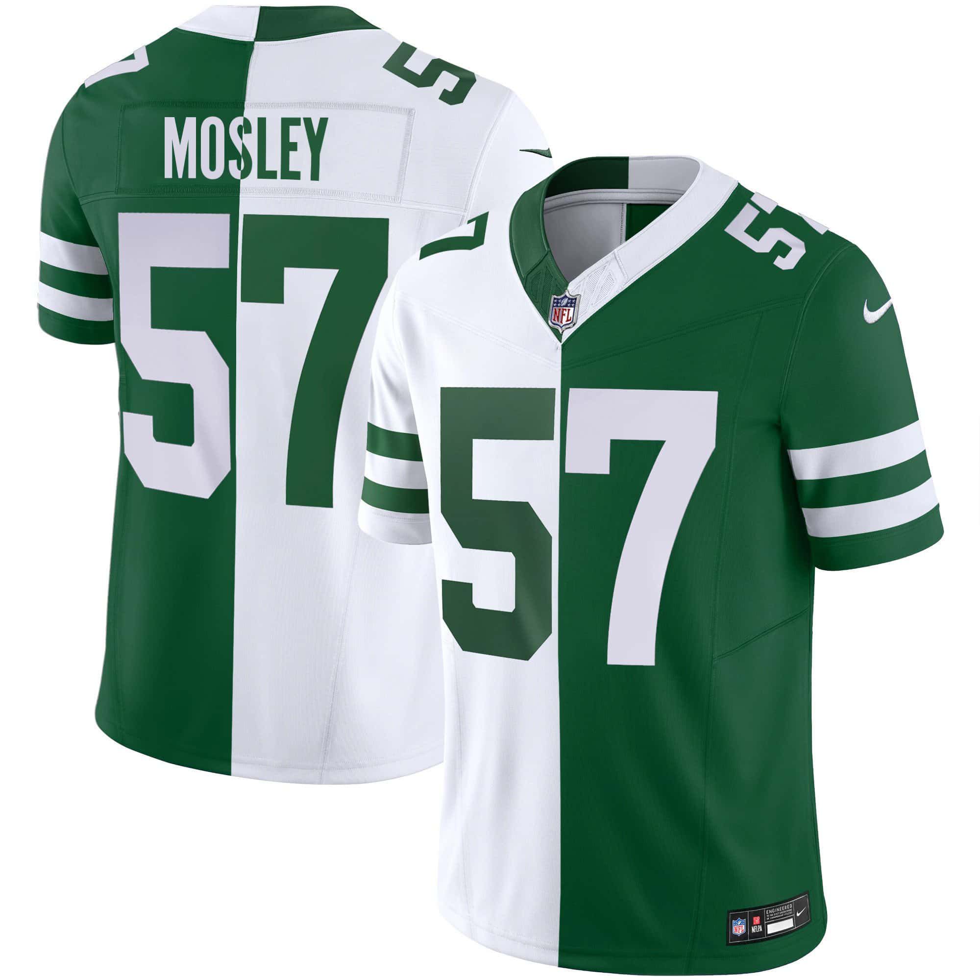 Men New York Jets #57 Mosley White with green 2024 Nike Limited NFL Jersey
